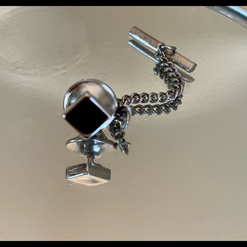 Vintage Dante silver‎ square tie tack or tie pin
